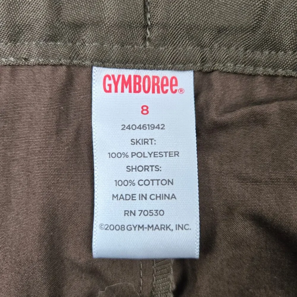 Gymboree Brown Accordian Pleat Skort Girls size 8 Pink Ribbon style Waistband